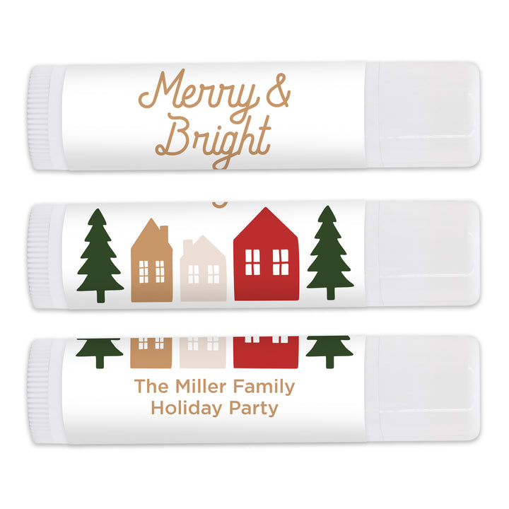 Christmas Stocking Stuffers, Personalized Lip Balm Gift, Lip Balm Party Favor, Christmas Village