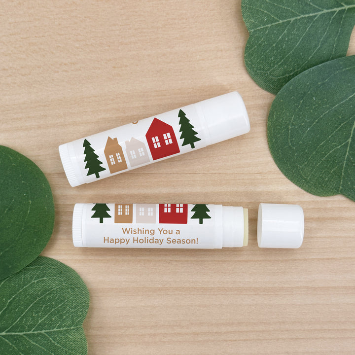 Christmas Stocking Stuffers, Personalized Lip Balm Gift, Lip Balm Party Favor, Christmas Village