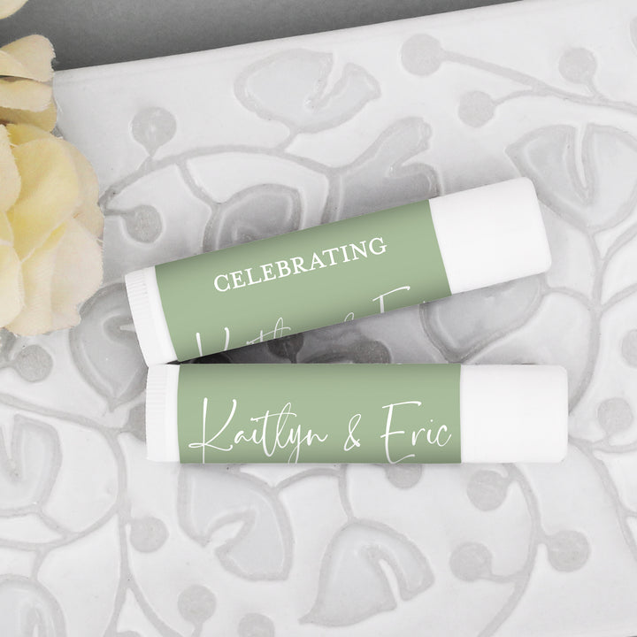 Personalized Lip Balm Wedding Favors, Custom Script Text