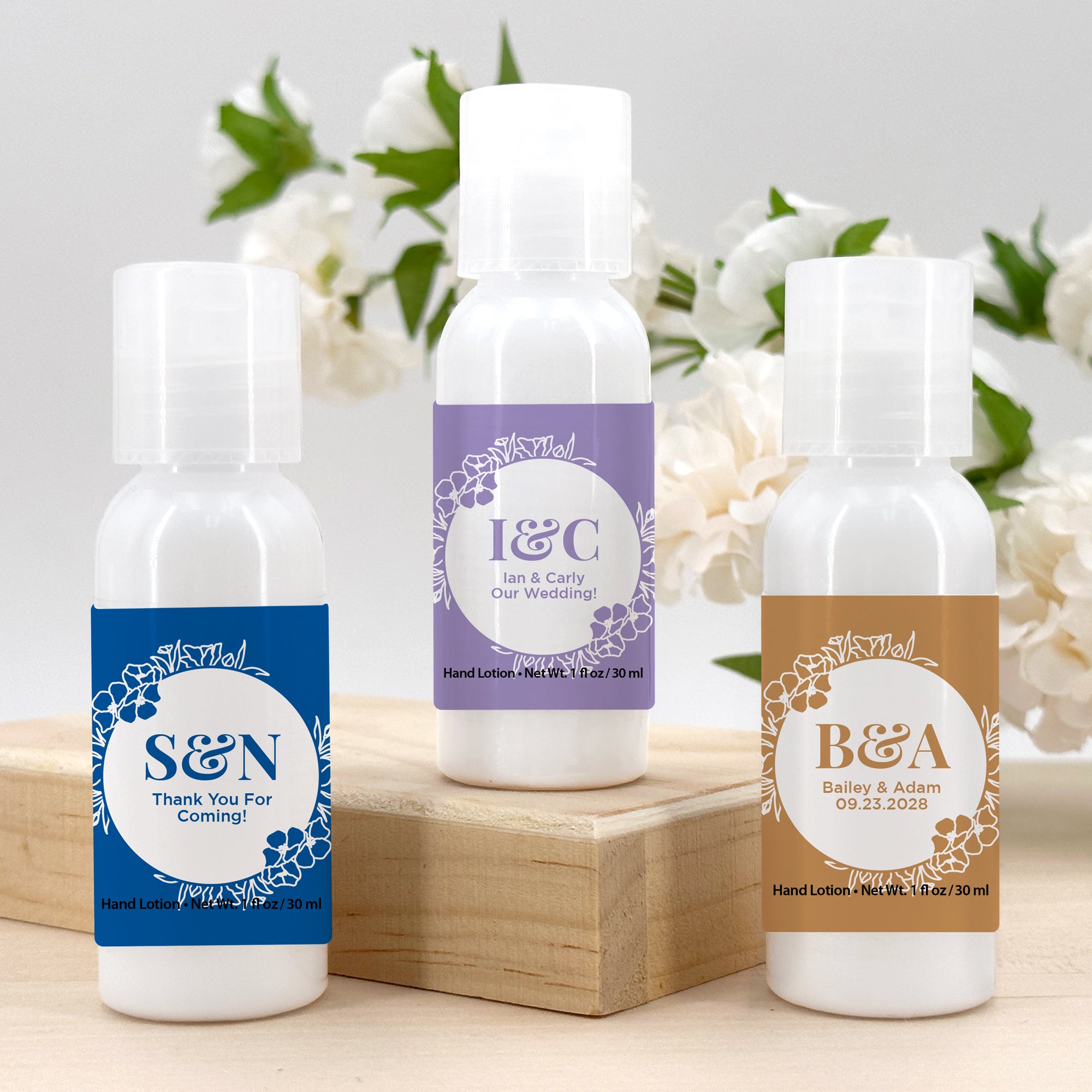 Hand Lotion Wedding Favors, Floral Line Drawing Best Day Ever Spot
