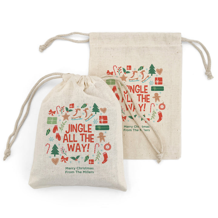 Custom Holiday Drawstring Bags, Christmas Party Favor Goodie Bags, Christmas Pattern Bags