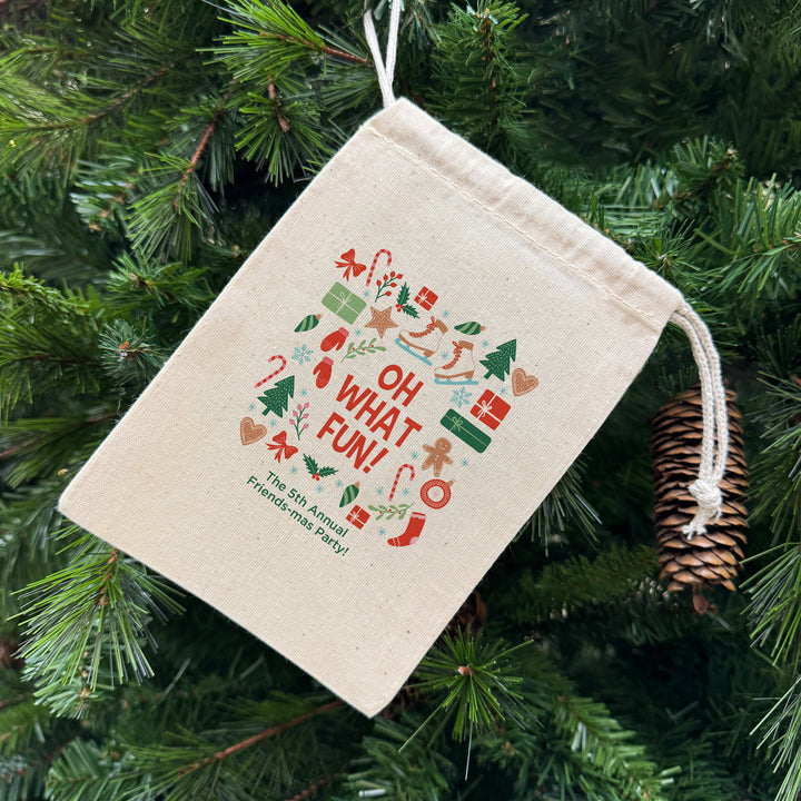 Custom Holiday Drawstring Bags, Christmas Party Favor Goodie Bags, Christmas Pattern Bags