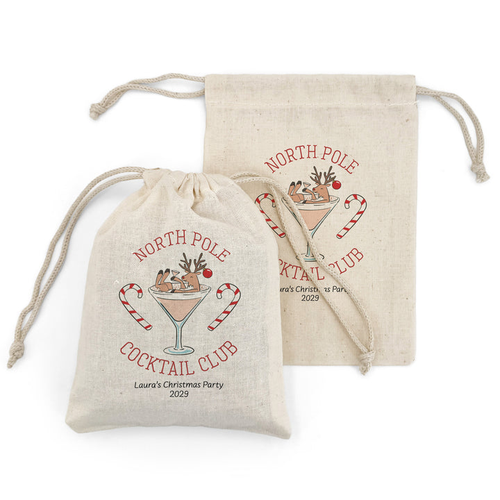 Reindeer in a Martini, Drawstring Bags