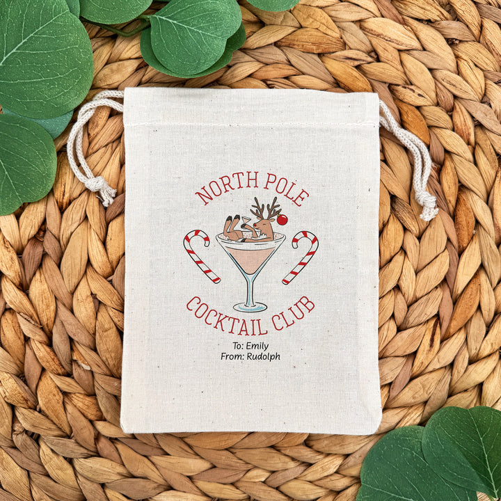 Reindeer in a Martini, Drawstring Bags