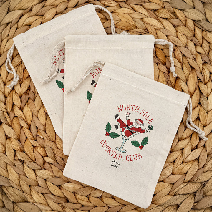 Santa in a Martini, Drawstring Bags