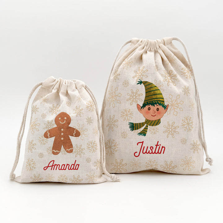 Christmas Character Icon, Drawstring Bags