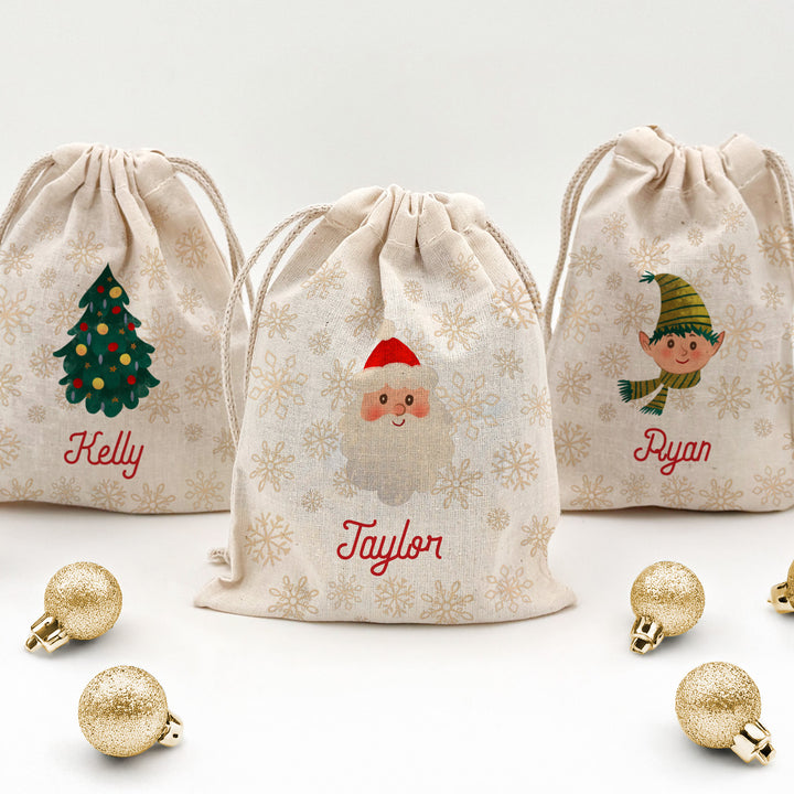 Christmas Character Icon, Drawstring Bags