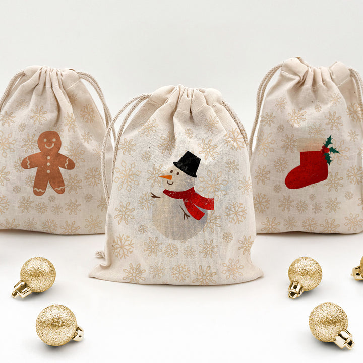 Christmas Character Icon, Drawstring Bags