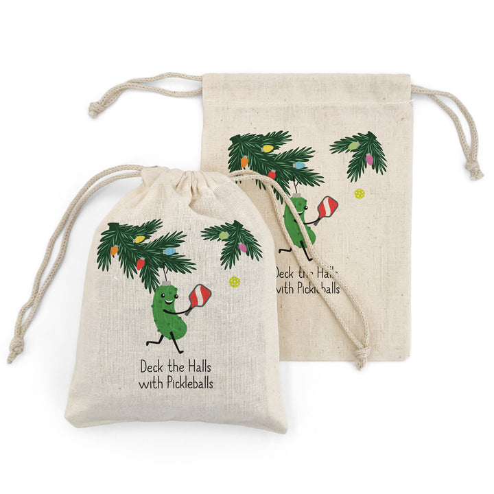 Custom Christmas Drawstring Bags, Pickleball Team Goodie Bags, Pickleball Ornament Bag