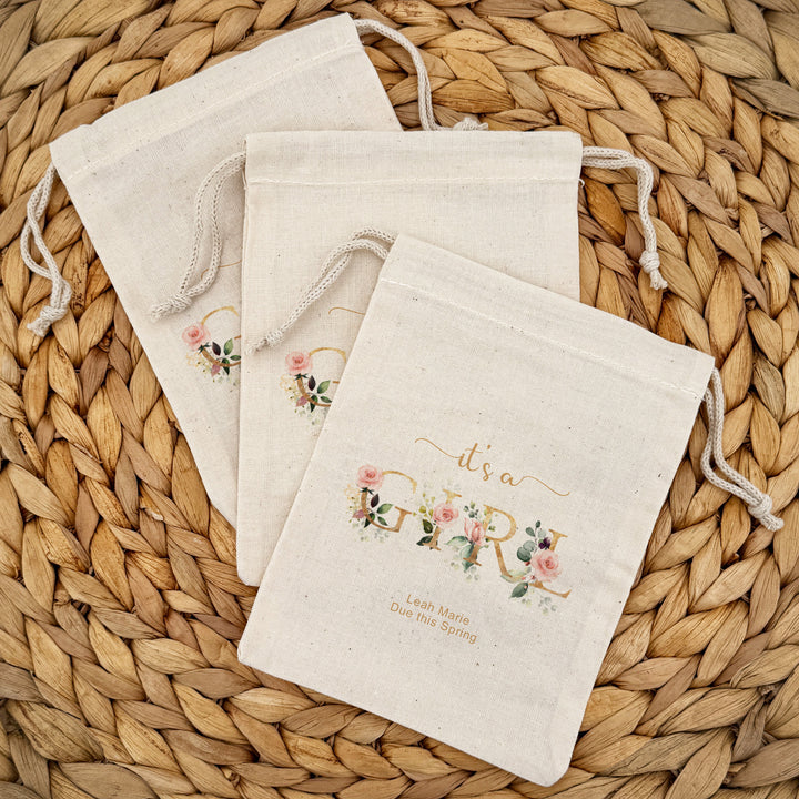 It's a Girl, Baby Shower Drawstring Bags