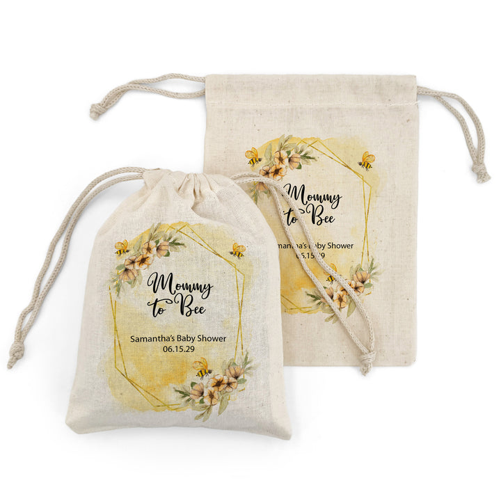 Watercolor Bees, Baby Shower Drawstring Bags