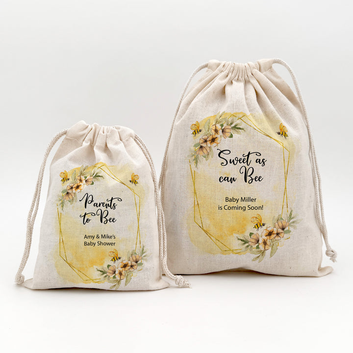 Watercolor Bees, Baby Shower Drawstring Bags