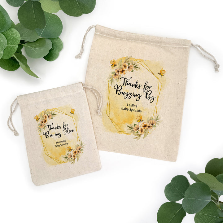 Watercolor Bees, Baby Shower Drawstring Bags