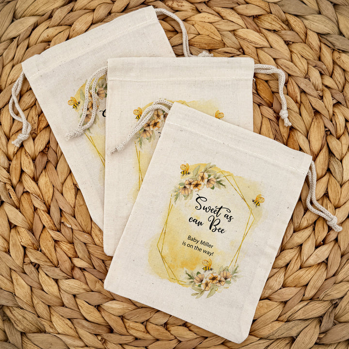 Watercolor Bees, Baby Shower Drawstring Bags