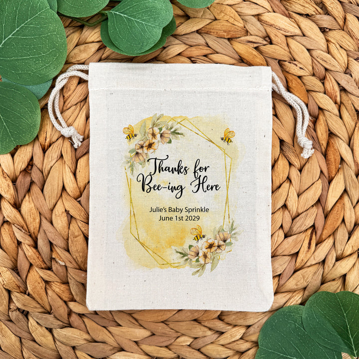 Watercolor Bees, Baby Shower Drawstring Bags