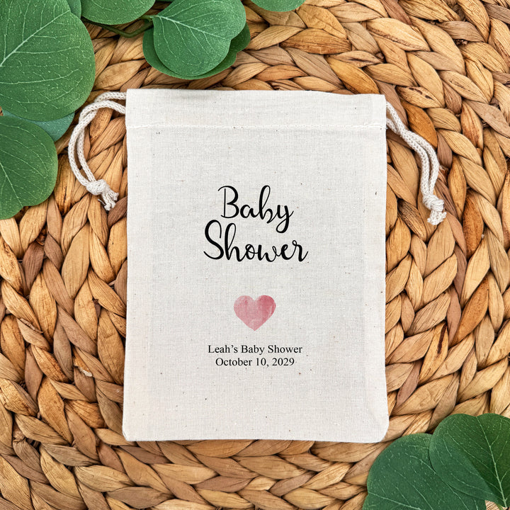 Foil Heart, Baby Shower Drawstring Bags