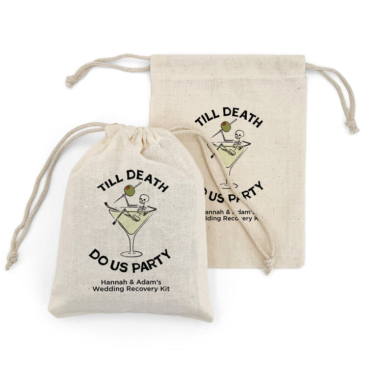 Bachelorette Goody Bags, Hangover Kit, Custom Tote Bag, Girls Trip, Birthday Favors, Wedding Favor, Till Death Do Us Party, A Tini Bit Tipsy, Martini Skeleton Bags