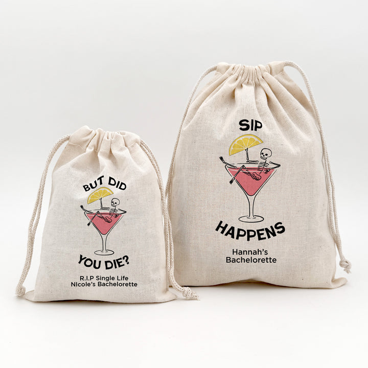 Bachelorette Goody Bags, Hangover Kit, Custom Tote Bag, Girls Trip, Birthday Favors, Wedding Favor, Till Death Do Us Party, But Did You Die, Cosmopolitan Skeleton Bags