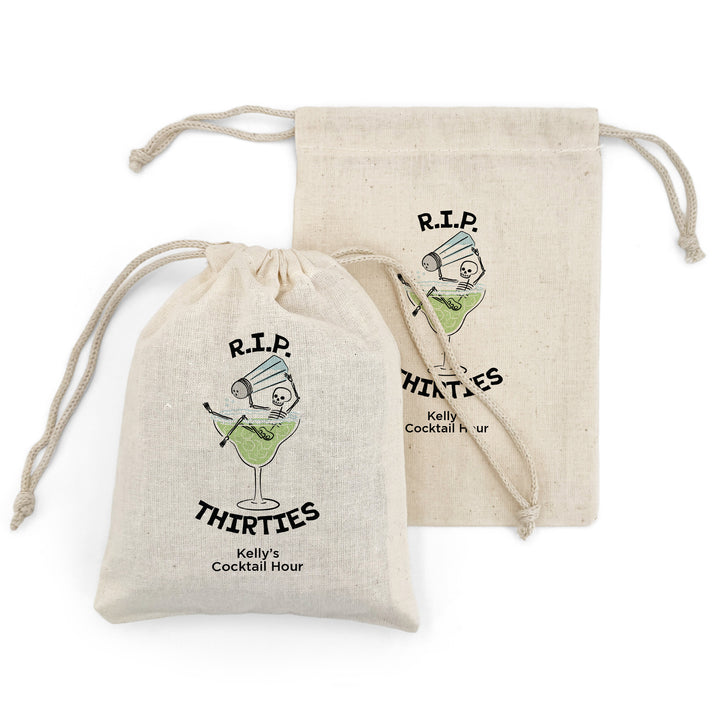 Margarita Birthday Party Favor Bags, Custom Mini Drawstring Tote Bag, Birthday Favors, RIP Forties, Let's Get Salty Birthday, Margarita Skeleton Bags