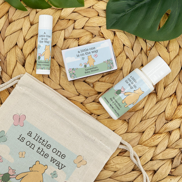 Custom Drawstring Bags, Winnie the Pooh Baby Shower Favors, Pooh and Piglet Blue Skies Bags