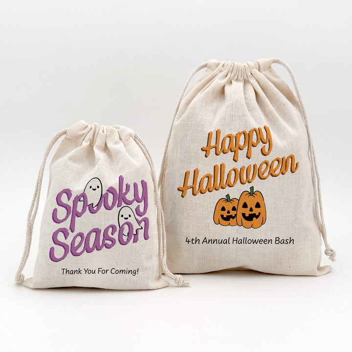 Custom Drawstring Bags, Halloween Gift Bags, Custom Goodie Bags, Spooky Season, Trick or Treat Bags
