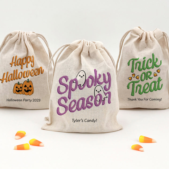 Custom Drawstring Bags, Halloween Gift Bags, Custom Goodie Bags, Spooky Season, Trick or Treat Bags