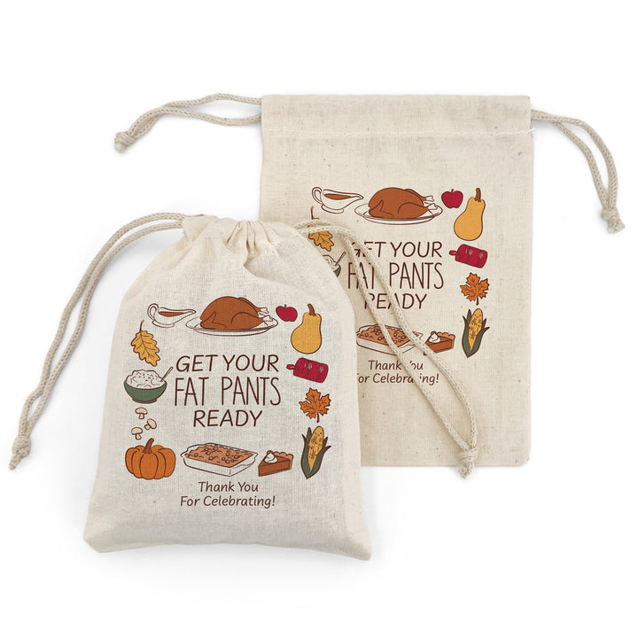 Custom Drawstring Bags, Thanksgiving Gift Bags, Friendsgiving Party, Thanksgiving Doodles