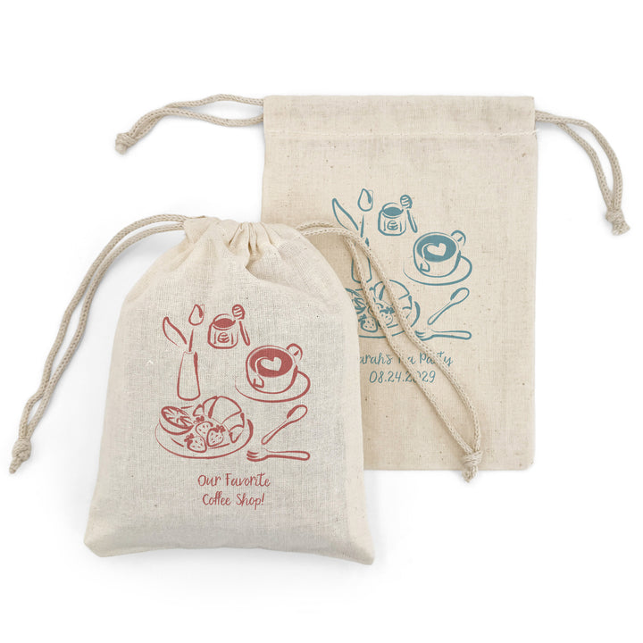 Café Sketch Drawstring Bags