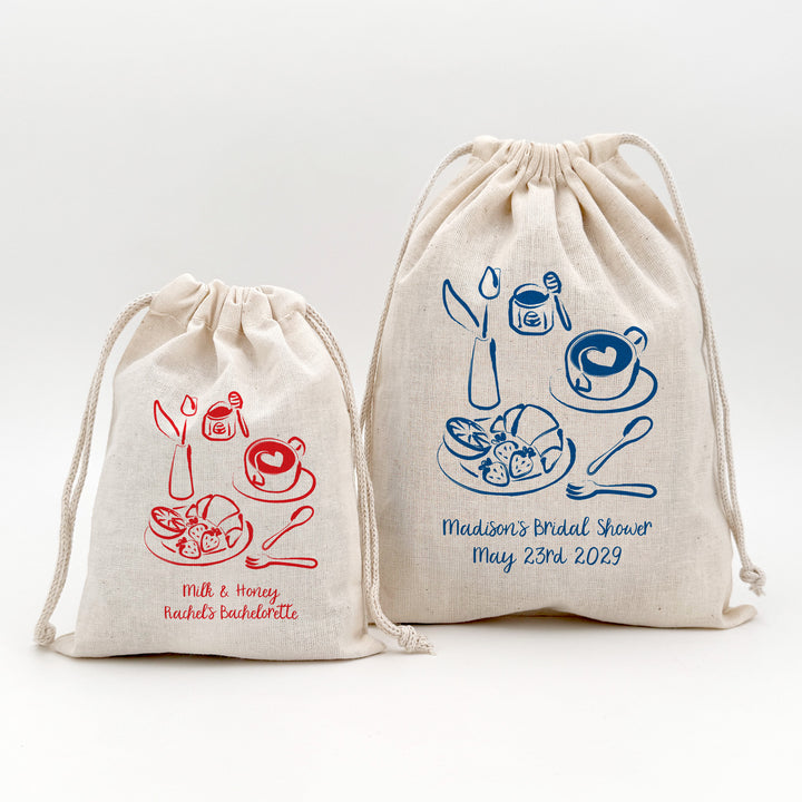 Café Sketch Drawstring Bags