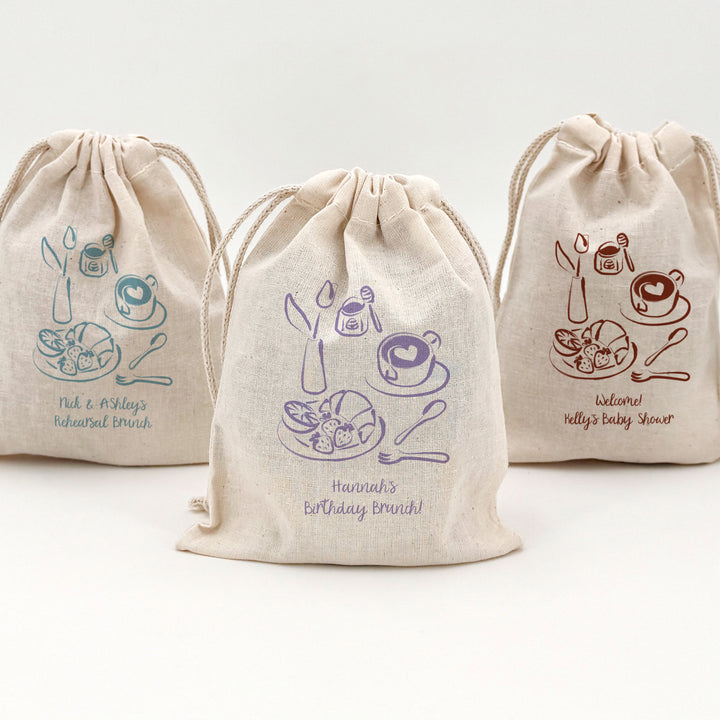 Café Sketch Drawstring Bags