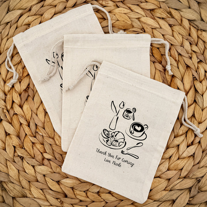 Café Sketch Drawstring Bags