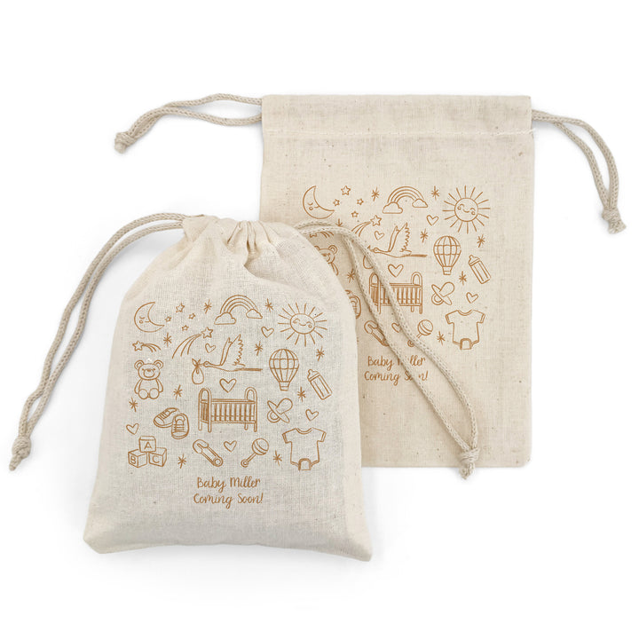 Baby Sketch Pattern, Baby Shower Drawstring Bags