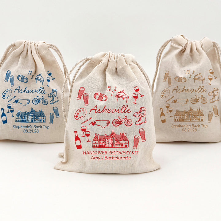 Custom Drawstring Bags, Girls Trip, Asheville Bachelorette Bags