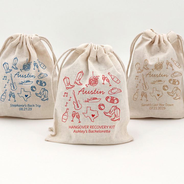 Custom Drawstring Bags, Girls Trip, Austin Bachelorette Bags