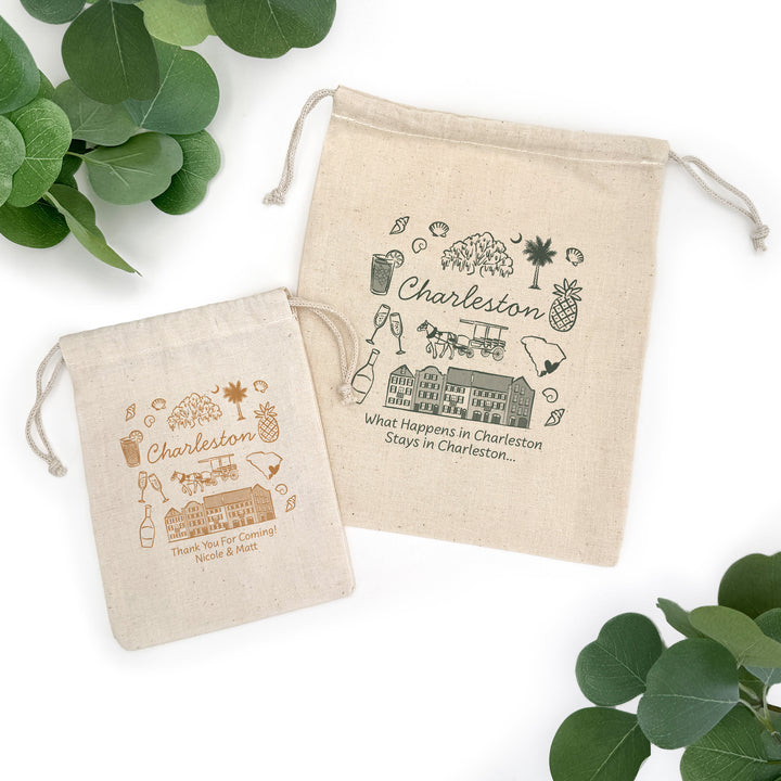 Custom Drawstring Bags, Girls Trip, Charleston Bachelorette Bags