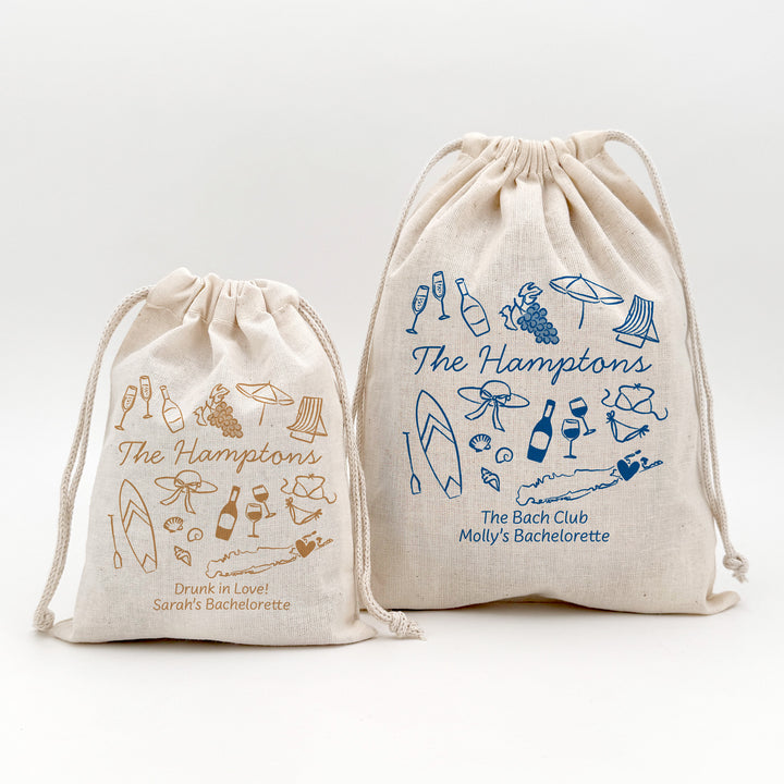 Custom Drawstring Bags, Girls Trip, Hamptons Bachelorette Bags