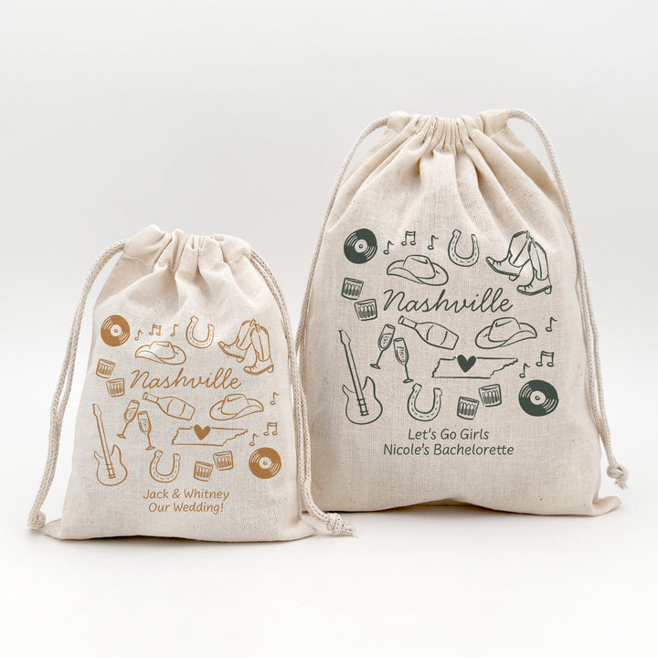 Custom Drawstring Bags, Girls Trip, Nashville Bachelorette Bags