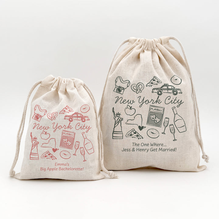 Custom Drawstring Bags, Girls Trip, New York Bachelorette Bags