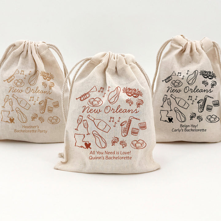 Custom Drawstring Bags, Girls Trip, New Orleans Bachelorette Bags