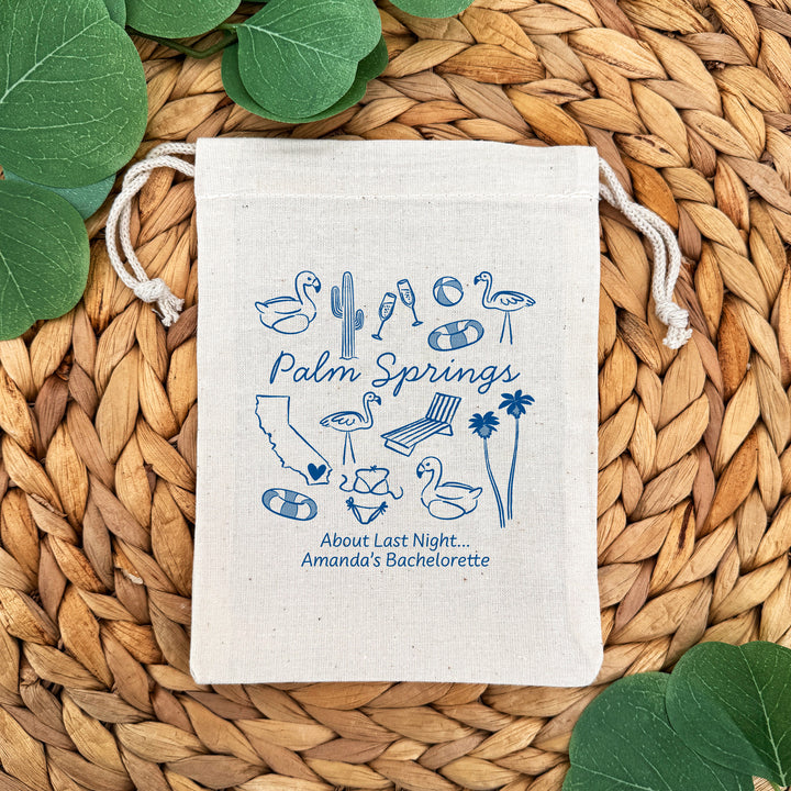 Custom Drawstring Bags, Girls Trip, Palm Springs Bachelorette Bags
