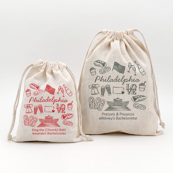 Custom Drawstring Bags, Girls Trip, Philadelphia Bachelorette Bags