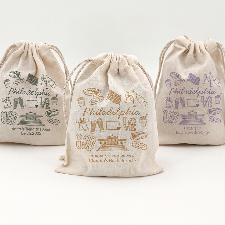 Custom Drawstring Bags, Girls Trip, Philadelphia Bachelorette Bags
