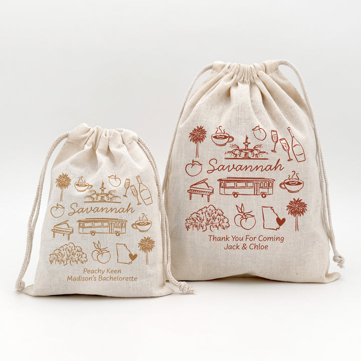 Custom Drawstring Bags, Girls Trip, Savannah Bachelorette Bags