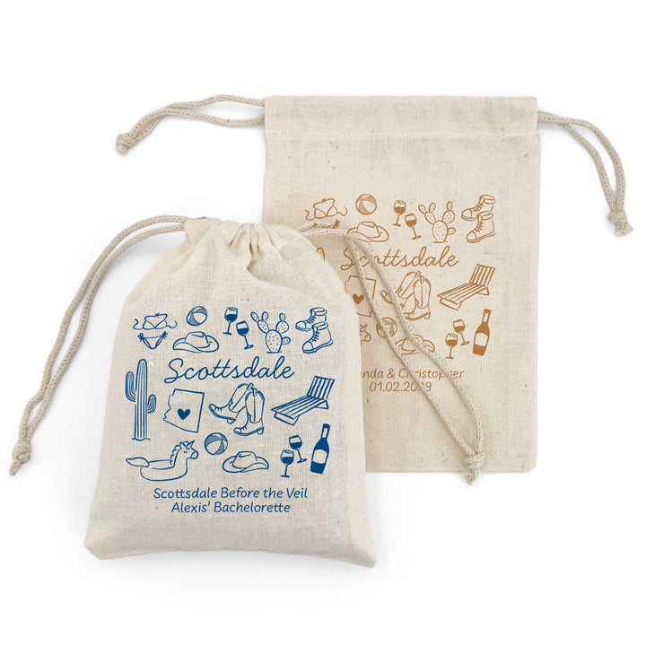Custom Drawstring Bags, Girls Trip, Scottsdale Bachelorette Bags