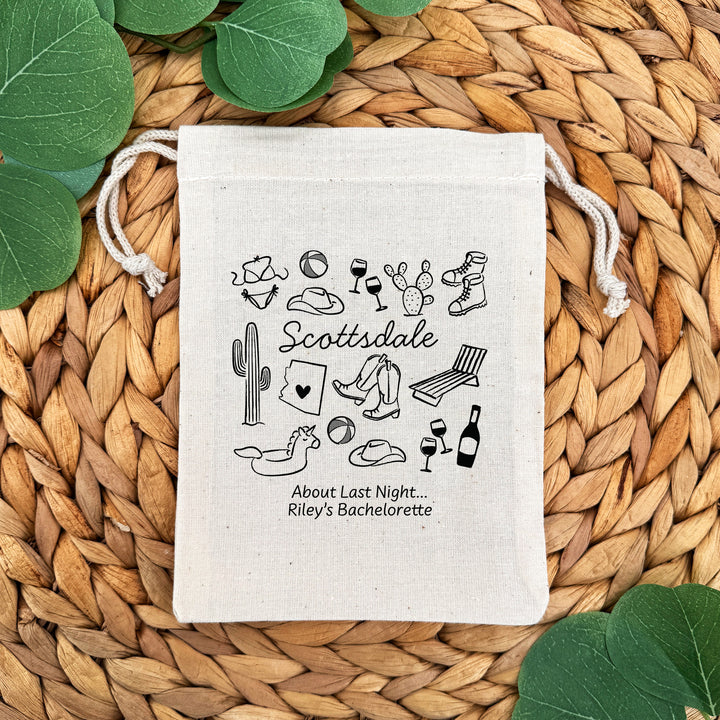 Custom Drawstring Bags, Girls Trip, Scottsdale Bachelorette Bags