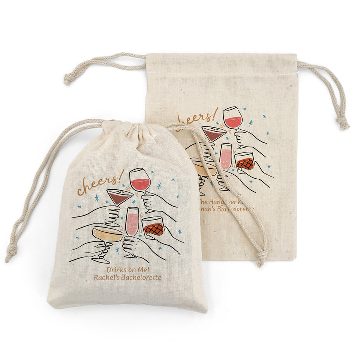 Cheers Drinks Sketch Drawstring Bags