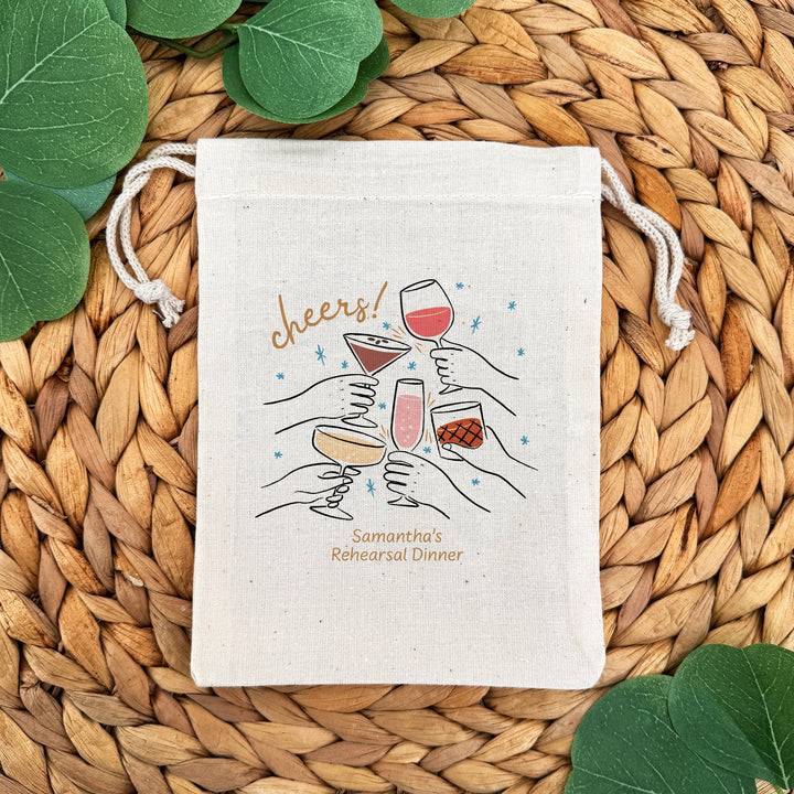 Cheers Drinks Sketch Drawstring Bags