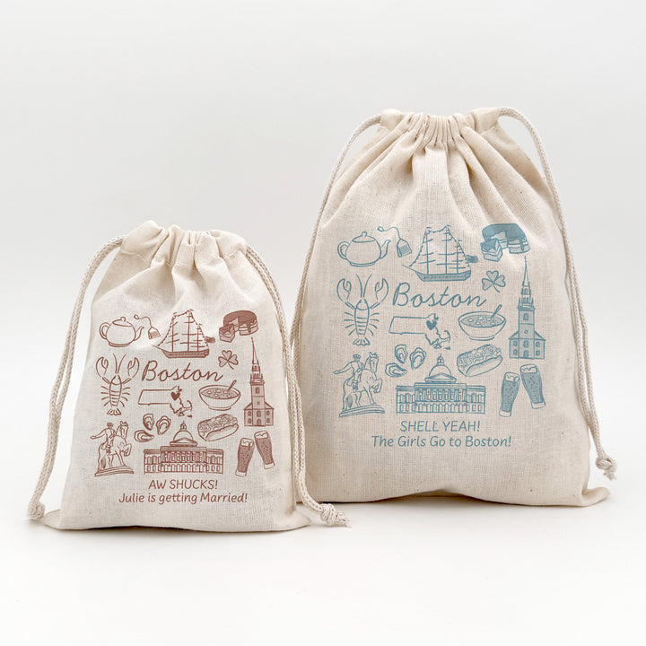 Custom Drawstring Bags, Girls Trip, Boston Bachelorette Bags