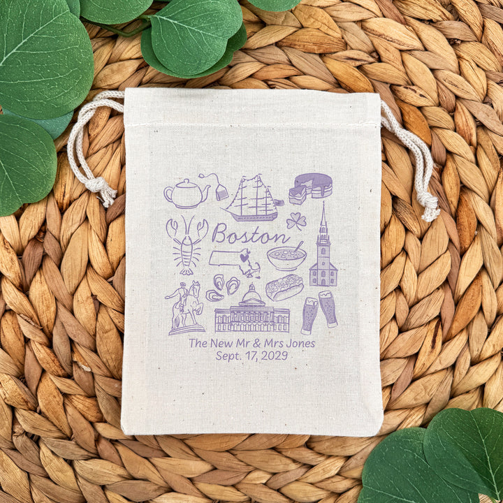 Custom Drawstring Bags, Girls Trip, Boston Bachelorette Bags