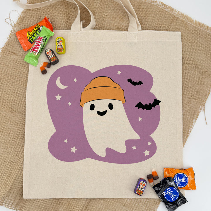 Custom Tote Bags, Custom Trick or Treat Bags, Halloween Gift Bags, Personalized Halloween Ghost Bags, Ghosts with Hats